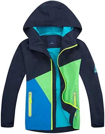 YoungSoul Boys Girls Waterproof Jackets Hooded Colorblocked Raincoat