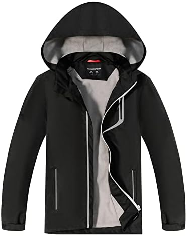 YoungSoul Boys Girls Waterproof Jackets Kids Lightweight Fleece Lined Raincoat with Detachable Hood