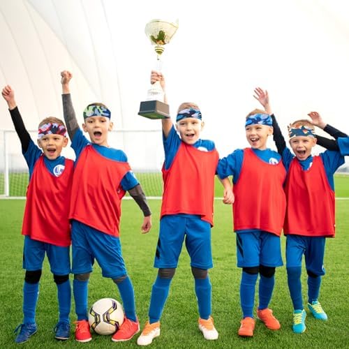 Yuanchu Kids Sports Headbands 6Pces Breathable Boys Soccer Sweatbands Non-slip Elastic Headband Moisture Wicking Sweat Band For Basketball Baseball