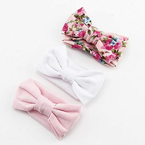 Yueshop MultiWare 3pcs Baby Headband Cotton Elastic Newborn Print Floral Hair Band Bow-knot