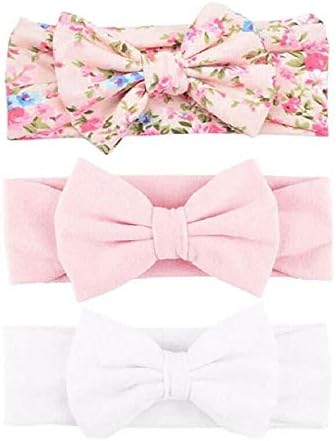 Yueshop MultiWare 3pcs Baby Headband Cotton Elastic Newborn Print Floral Hair Band Bow-knot