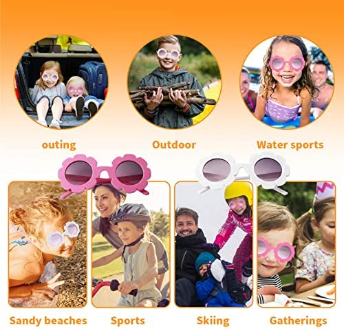 YUFFQOPC 2 Pairs Kids Sunglasses Flower Sunglasses Polarized Sunglasses UV 400 Protection Girls' Eyewear Baby Glass Summer Accessories Flexible Frame For Toddler Girls And Boys