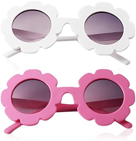 YUFFQOPC 2 Pairs Kids Sunglasses Flower Sunglasses Polarized Sunglasses UV 400 Protection Girls' Eyewear Baby Glass Summer Accessories Flexible Frame for Toddler Girls and Boys