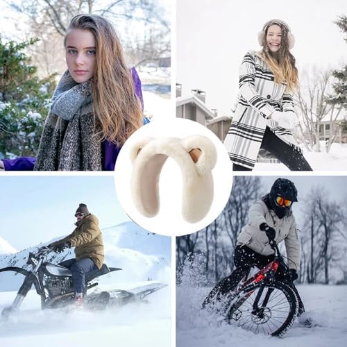 Yulokdwi Ear Muffs For Winter Cute Bear Winter Earmuffs Ear Warmers Soft Headbands For Students Boys Girls Youth Daily Sports Running Cycling Snowboarding Hunting Skiing Ice Skating