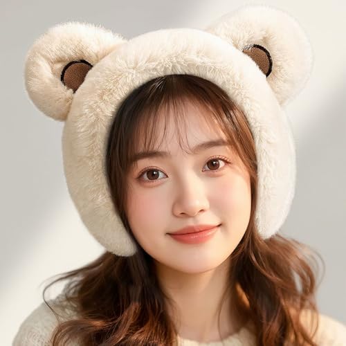 Yulokdwi Ear Muffs For Winter Cute Bear Winter Earmuffs Ear Warmers Soft Headbands For Students Boys Girls Youth Daily Sports Running Cycling Snowboarding Hunting Skiing Ice Skating