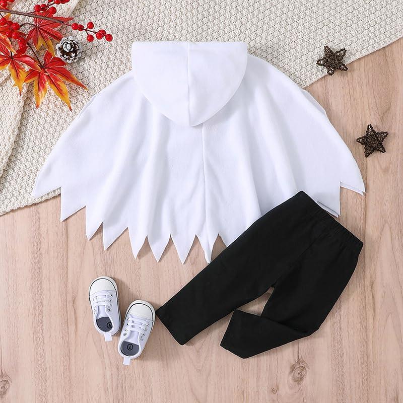 YYDSTYLE Toddler Baby Boys Girls Halloween Costume Ghost Cloak Hooded Top Black Pants Boo Spooky Ghost Costume Cosplay Clothes