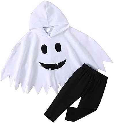 YYDSTYLE Toddler Baby Boys Girls Halloween Costume Ghost Cloak Hooded Top Black Pants Boo Spooky Ghost Costume Cosplay Clothes