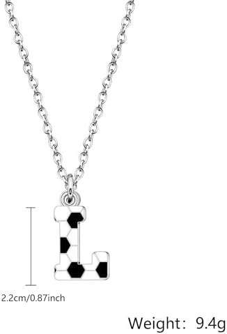 ZCHXD Football Necklace For Girls Boys Women Men Initial Letter Necklace With Black & White Pendant For Football Players Lovers Reminder Gifts For Friends Brother Coach On Christmas Birthday
