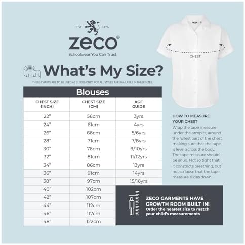 ZECO (2 Pack) Girls Short Sleeve Revere Collar School Shirts (4-16+ Years)