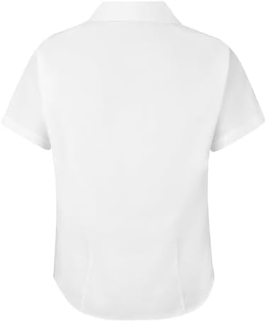 ZECO (2 Pack) Girls Slim Fit Short Sleeve Revere Collar School Blouses (4-16+ Years)