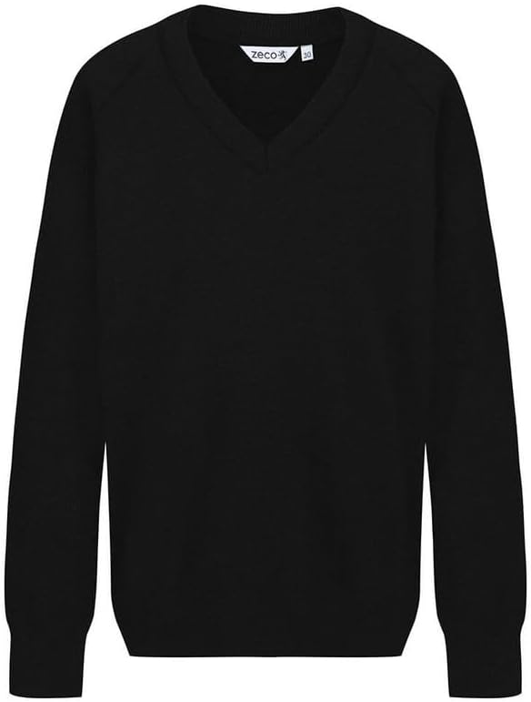 ZECO Unisex Kids Cotton Mix Knitted V Neck School Jumper (Kids: 3-13+ Years Adults: XS to 3XL)