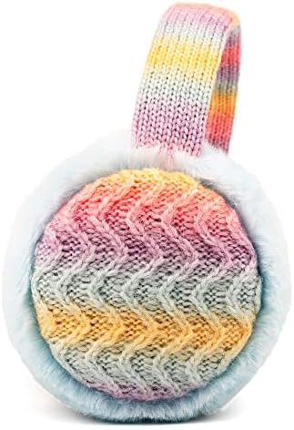 Zeltauto Adjustable Kids Earmuffs For Toddler And Teen 3-10 Years Knit Ear Warmer Winter Warm Plush Ear Muffs For Girls And Boys