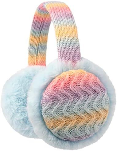 Zeltauto Adjustable Kids Earmuffs for Toddler and Teen 3-10 Years Knit Ear Warmer Winter Warm Plush Ear Muffs for Girls and Boys