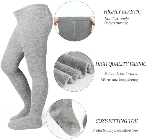 ZERULETS Baby Girls Boys Tights Girls Cotton Leggings Kids Thick Warm Pantyhonse Newborn Stockings 3 Pack For 0-24 Months