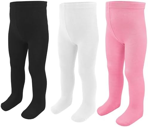 ZERULETS Baby Girls Boys Tights Girls Cotton Leggings Kids Thick Warm Pantyhonse Newborn Stockings 3 Pack for 0-24 Months