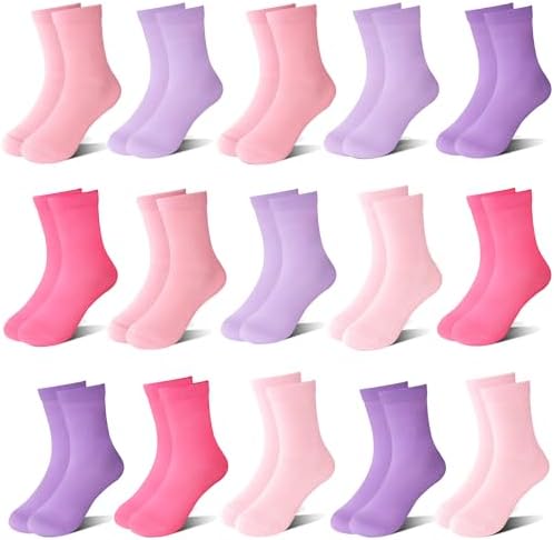 ZERULETS Boys Girls Crew Socks Kids School Sock Black White Gray Toddler Boy Sport Socks 15 Pairs for 1-13 Years
