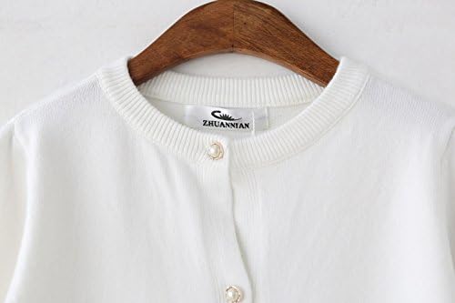 ZHUANNIAN Girls School Cardigan Long Sleeve Pearl Button Down Uniform Schoolwear Cardigans