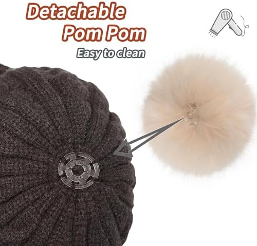 ZLYC Kids Girls Boys Winter Hats Cotton Lined Pom Pom Beanie Earflap Knitted Cap