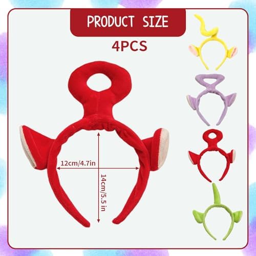ZNDFTW Teletubbies Headbands 4 Pack – Cute Hair Accessories For Kids & Adults Teletubbies Costume Dress-Up Set Birthday Decorations & Party Props