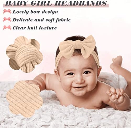 ZOCONE 6 PCS Baby Girl Bows Headband - Super Soft Flexible Nylon Bow Knot - Newborn Headband For Baby Photography - Light Coloured Version