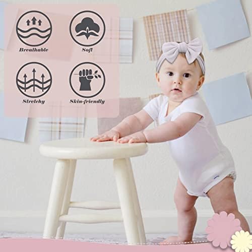 ZOCONE 6 PCS Baby Girl Bows Headband - Super Soft Flexible Nylon Bow Knot - Newborn Headband For Baby Photography - Light Coloured Version