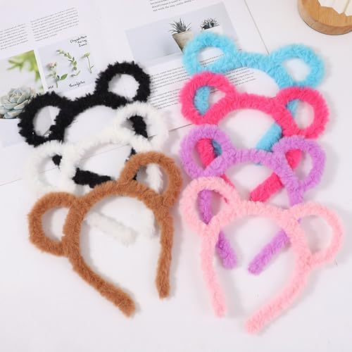 ZOONAI Bear Ears Headband For Women Girls Cute Plush Bear Ear Headband Halloween Christmas Party Headwear Hair Accessories (Yellow One Size)