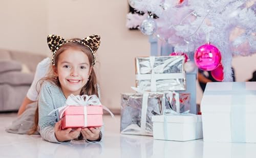 ZOONAI Leopard Ears Headband Cute Cheetah Ear Headbands Halloween Christmas Party Headwear Hair Accessories (Leopard)