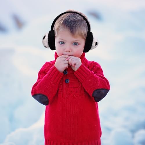ZPSOSPZ Black Football Style Earmuffs Kids Winter Furry Earmuffs Warm Soccer Earmuff Super Soft And Comfortable Ears Fluffy Warm And Cute Ear Girls Boys Cold Weather Ear Warmer(Black)