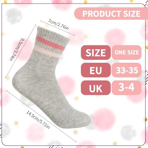 Zuimei 6 Pairs Kids Socks Junior Cotton School Sports Socks Crew Athletic Sock With Retro Stripes Hearts Casual Stretchy Sock For Girls And Boys 6-12 Years(Hearts Stripe)