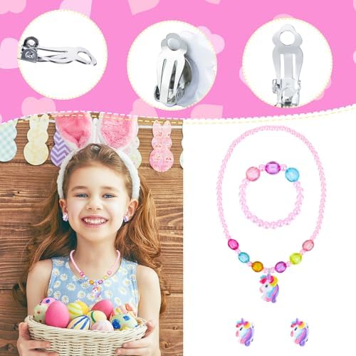 Zuimei Unicorn Jewellery Set For Girls - Crossbody Bag Handbag Bracelets Necklaces & More - Ages 2-8 Girls Birthday Presents