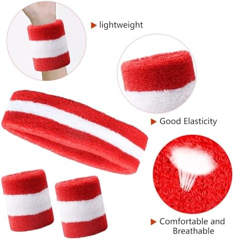 Zulbceo Kids Sweatbands Headband Wristband Set - Headband Wrist Striped Sweatbands Terry Cloth Wristband Athletic Exercise Basketball And Headbands Moisture Wicking Sweat Absorbing Head Band