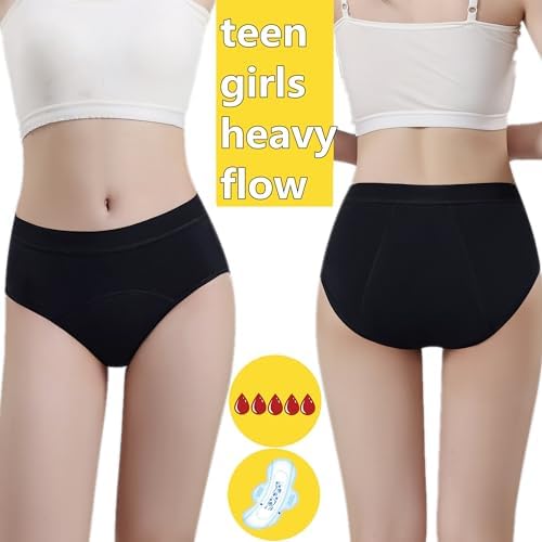 ZVZK Period Pants Heavy Flow Girls 30ML Absorb Cotton Knickers Briefs Underwear Mid Waist Hipster Menstrual Panties For Teenage 8-18 Years