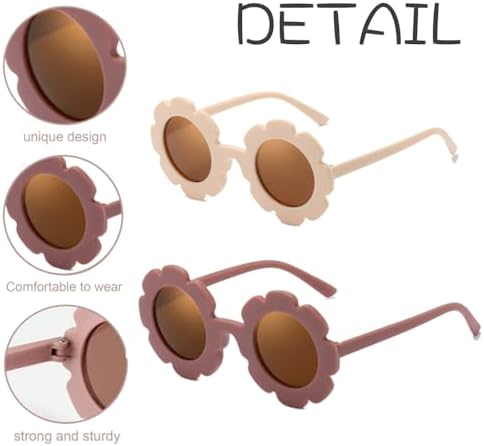 Zyael Toddler Sunglasses - 4 Pairs Flower Kids Round Sunglasses Colorful Fashion Glasses Cute Sunflower UV 400 Protection Flexible Frame For Boys Girls Outdoor Sports