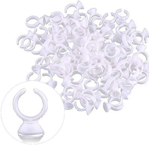 100 Pack Ink Rings Disposable Microblading Pigment Glue Holder Cup Semi Permanent Makeup Eyelash Eyebrow Tattooing Ink Small (Large)