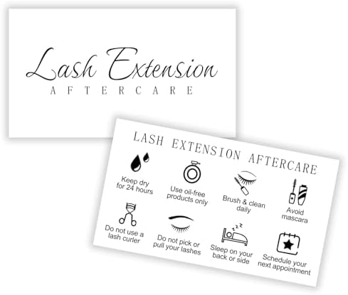 100 Pack Lash Aftercare Extension Care Cards Lash Extension Aftercare Instructions Cards 3.5 x 2.1 Inch Lash Lift and Tint Aftercare Card for Lash Tech Essentials Lash Tech Supplies Lash Aftercare Kit
