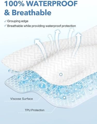 100% Waterproof Mattress Protector Queen Size Premium Viscose From Bamboo Mattress Pad Ultra Soft Breathable Noiseless Mattress Cover Fitted 8"-21" Deep Pocket