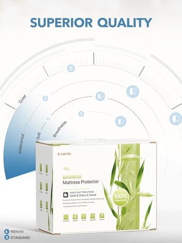 100% Waterproof Mattress Protector Queen Size Premium Viscose From Bamboo Mattress Pad Ultra Soft Breathable Noiseless Mattress Cover Fitted 8"-21" Deep Pocket