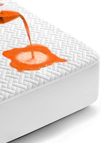 100% Waterproof Mattress Protector Queen Size Premium Viscose from Bamboo Mattress Pad Ultra Soft Breathable Noiseless Mattress Cover Fitted 8"-21" Deep Pocket