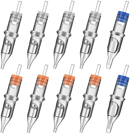 100pcs Mixed Tattoo Cartridge Needles ATOMUS Assorted Disposable Sterilized Tattoo Needle Cartridges Round Liner Shader Flat Magnum 3RL 5RL 7RL 9RL 3RS 5RS 7RS 9RS 5M1 7M1 for Tattoo Machine