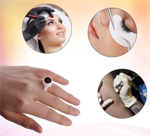 100Tattoo Rings Cups Pcs Makeup Rings Palette For Disposable Tattoo Ink Ring Makeup Eyebrow Lip Tattoo Pigments Holder Container Cup(Medium Without Divider)