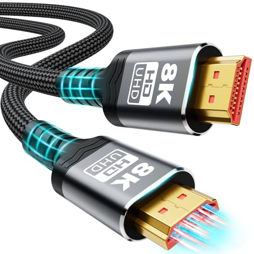 10K 8K HDMI Cable 2.1 Available 1.5FT 3.3FT 5FT 6.6FT 10FT 13FT 16FT 20FT 25FT Lengths for Selection Ultra High Speed HDMI Cables Braided Cord 48Gbps 8K 60Hz /4K 120Hz HDCP 2.2&2.3(0.5M 1.5FT)