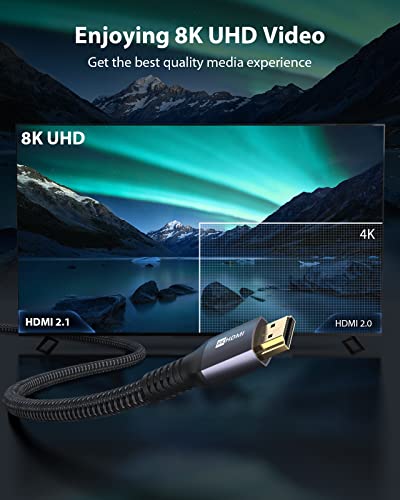 10K 8K HDMI Cables 2-Pack 6.6FT Stouchi (Certified) 48Gbps Ultra High Speed HDMI® Cable 8K 60Hz 4K 120Hz 144Hz HDCP 2.2&2.3 SBTM Dynamic HDR EARC Compatible With Apple TV 4K/Roku TV/PS5