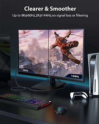 10K 8K HDMI Cables 2-Pack 6.6FT Stouchi (Certified) 48Gbps Ultra High Speed HDMI® Cable 8K 60Hz 4K 120Hz 144Hz HDCP 2.2&2.3 SBTM Dynamic HDR EARC Compatible With Apple TV 4K/Roku TV/PS5