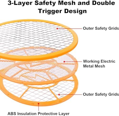 2 Pack Zapper Electric Zapper - Indoor Outdoor Zapping Racket For Control - Safe To Touch With 3-Layer Safety Mesh
