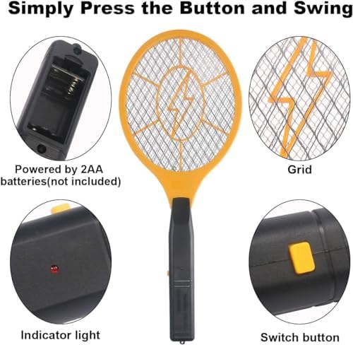 2 Pack Zapper Electric Zapper - Indoor Outdoor Zapping Racket For Control - Safe To Touch With 3-Layer Safety Mesh