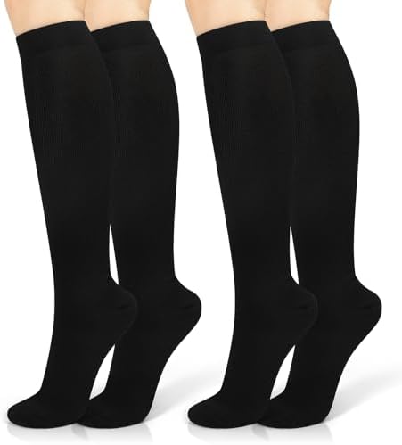 2 Pairs Compression Socks for Women & Men(15-20 mmHg) Compression Stocking for Travel Nurse Running