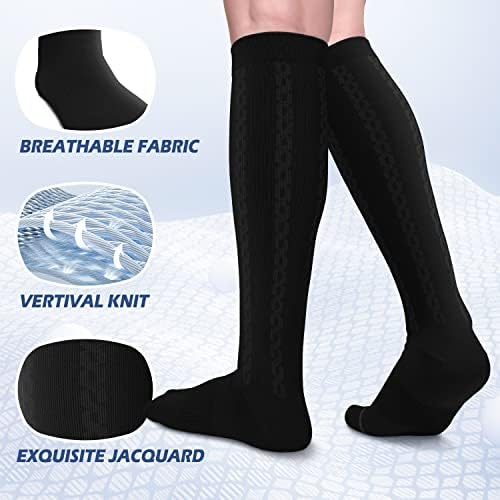 2 Pairs Medical Compression Socks For Men And Women 30-40mmHg Extra Firm Compression Stockings For Support Circulation