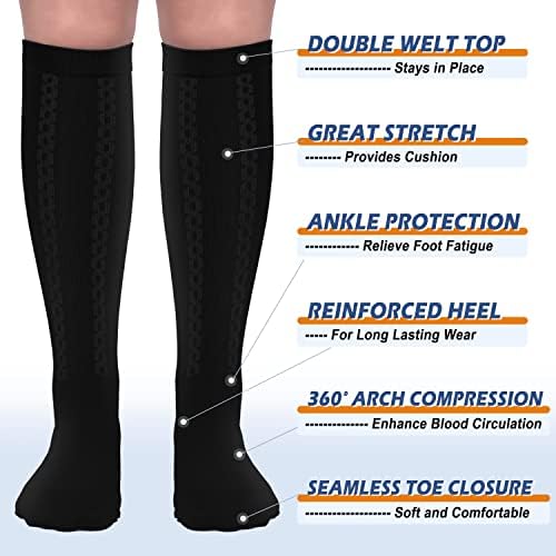2 Pairs Medical Compression Socks For Men And Women 30-40mmHg Extra Firm Compression Stockings For Support Circulation