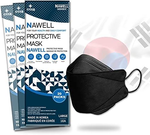 [20 Packs] NAWELL 4 Layer Filter Structure Lightweight Face Mask Made in Korea [20 Individually Packaged]