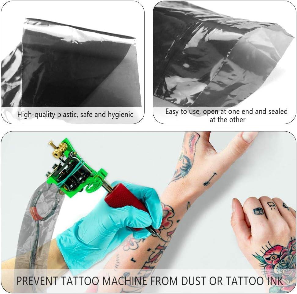 200Pcs Tattoo Machine Covers (2 Inch X 24 Inch) Tattoo Clip Cord Cover Disposable Tattoo Pen Covers Tattoo Machine Sleeves Bags Pen Type Covers Bag Tattoo Grip Sleeve (Large Black)